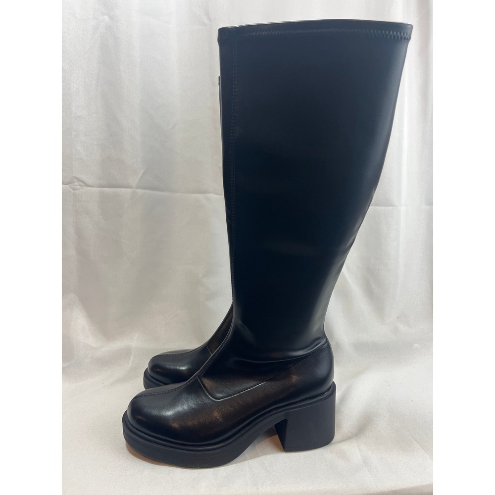 Wild Fable Womens Black Knee High Platform Boots Block Heel Side Zip Size 8.5